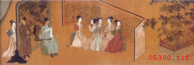 古仕女刺繡畫(huà)