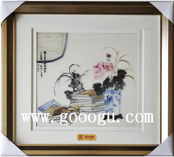 蘇繡靜物畫，手工刺繡線條靜物畫，高檔蘇繡畫