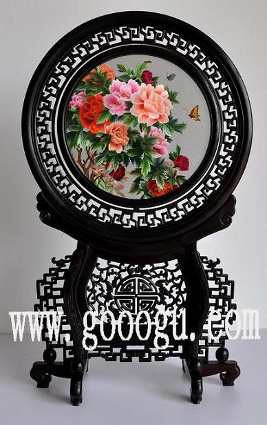 牡丹刺繡精品，牡丹雙面繡高檔，蘇州刺繡精品