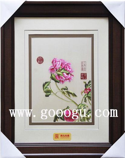 蘇繡精品，郎士寧仙萼長春圖牡丹畫，刺繡名畫