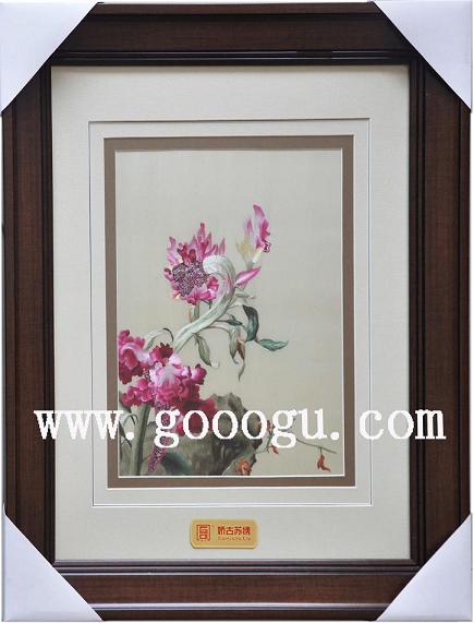 蘇繡精品，郎士寧仙萼長春圖，雞冠花