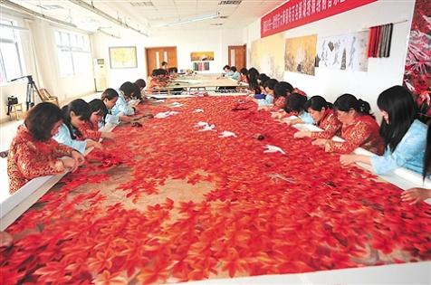 大型刺繡壁畫，大型刺繡屏風(fēng)定制